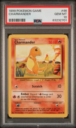 1999 #46 Charmander PSA 10 Game