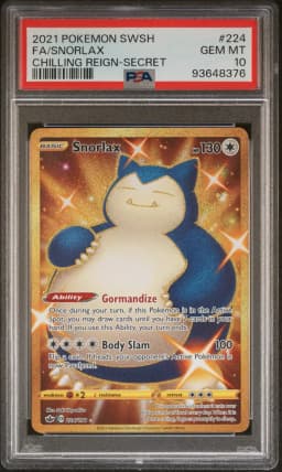 2021 #224 Full Art/Snorlax PSA 10 Sword & Shield Chilling Reign