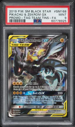2019 #SM168 Full Art/Pikachu & Zekrom GX PSA 9 SM Black Star Promo Pokemon