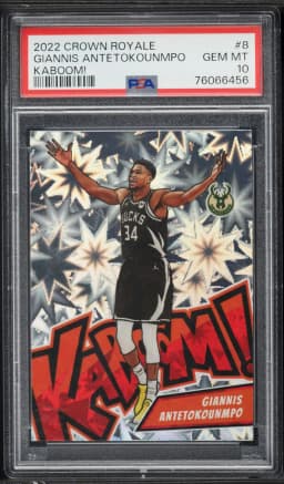 2022 #8 Giannis Antetokounmpo PSA 10 Panini Crown Royale Kaboom! Basketball