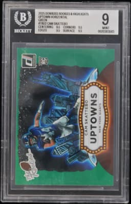 2025 #TRU2 Cam Skattebo BGS 9 Donruss Rookies and Highlights Uptown Horizontal Green