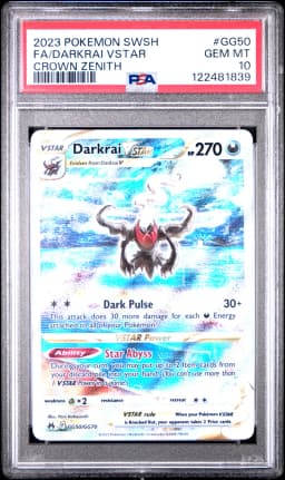 2023 #GG50 Full Art/Darkrai Vstar PSA 10 Sword and Shield Crown Zenith