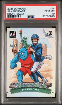 2025 #14 Jaxson Dart PSA 10 Panini Donruss Downtown! Football