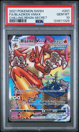 2021 #201 Full Art/Blaziken Vmax PSA 10 Sword & Shield Chilling Reign