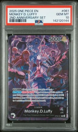 2025 #061 Monkey D. Luffy PSA 10 One Piece English Version 2nd Anniversary Set
