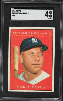 1961 #475 Mickey Mantle SGC 4 Topps Baseball