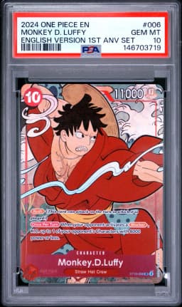 2024 #006 Monkey D. Luffy PSA 10 One Piece English Version 1st Anniversary Set