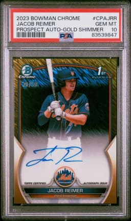 2023 #CPAJRR Jacob Reimer PSA 10 Bowman Chrome Prospect Autographs