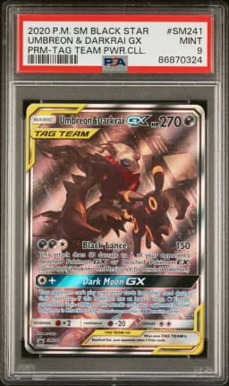 2020 #SM241 Umbreon & Darkrai GX PSA 9 SM Black Star Promo