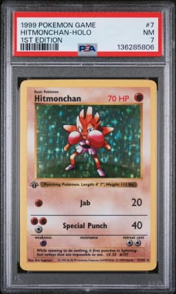 1999 #7 Hitmonchan-Holo 1st Edition PSA 7 Game