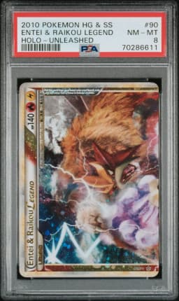2010 #90 Entei & Raikou Legend-Holo PSA 8 Heartgold & Soulsilver Unleashed