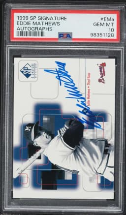 1999 #EMa Eddie Mathews PSA 10 SP Signature Autographs Baseball