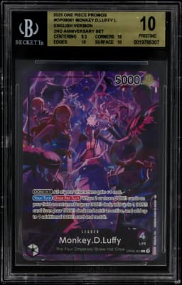 2025 #OP09061 Monkey.D.Luffy L/(English Version 2nd Anniversary Set) BGS 10 One Piece Card Game Promos