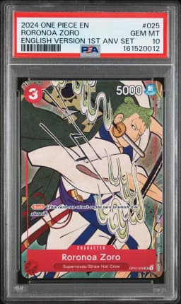 2024 #025 Roronoa Zoro PSA 10 One Piece English Version 1st Anniversary Set
