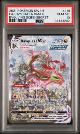 2021 #218 Full Art/Rayquaza Vmax PSA 10 Sword & Shield Evolving Skies