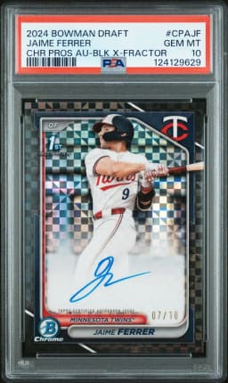 2024 #CPAJF Jaime Ferrer PSA 10 Bowman Draft Chrome Prospect Autographs