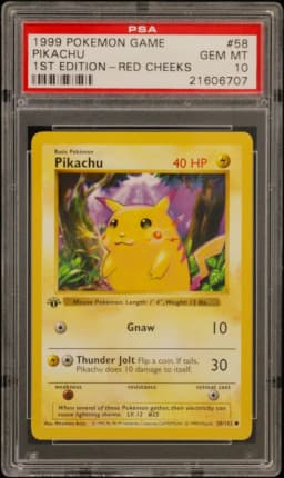1999 #58 Pikachu PSA 10 Game