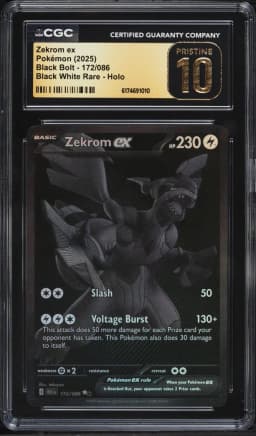 2025 Pokemon Scarlet & Violet Black Bolt BWR Zekrom ex #172 CGC 10 PRISTINE