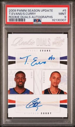 2009 #5 Stephen Curry/Tyreke Evans PSA 9 Panini Season Update Rookie Duals Autographs