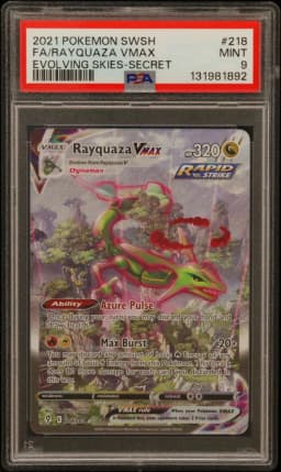 2021 #218 Full Art/Rayquaza Vmax PSA 9 Sword & Shield Evolving Skies