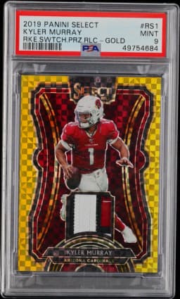 2019 #RS1 Kyler Murray PSA 9 Panini Select Rookie Swatches Prizm Relics