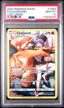 2022 #TG03 Full Art/Charizard PSA 10 Sword & Shield Lost Origin