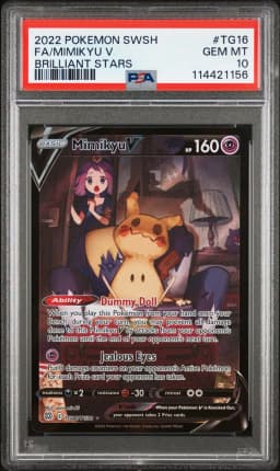 2022 #TG16 Full Art/Mimikyu V PSA 10 Sword & Shield Brilliant Stars