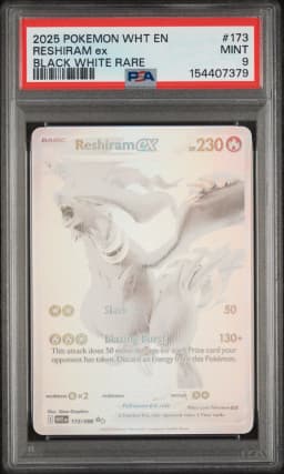 2025 #173 Reshiram EX PSA 9 Wht EN-White Flare