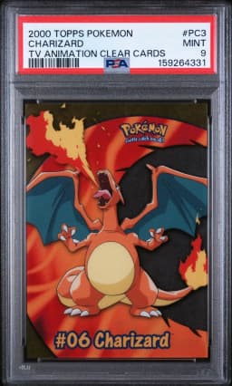 2000 #PC3 Charizard PSA 9 Topps TV Animation Clear Cards