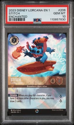 2023 #206 Stitch - Carefree Surfer PSA 10 Disney Lorcana EN 1-the First Chapter