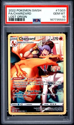 2022 #TG03 Full Art/Charizard PSA 10 Sword & Shield Lost Origin