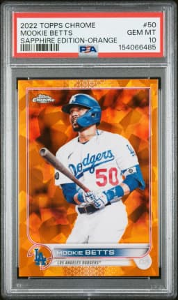 2022 #50 Mookie Betts PSA 10 Topps Chrome Sapphire Edition