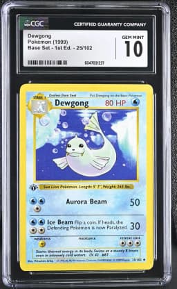 1999 #25 Dewgong CGC 10 Base Set - 1st Edition - English
