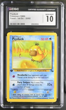 1999 #53 Psyduck CGC 10 Fossil - 1st Edition - English