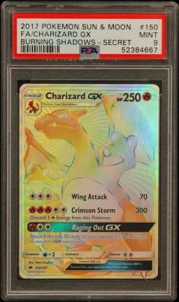 2017 #150 Full Art/Charizard GX PSA 9 Sun & Moon Burning Shadows