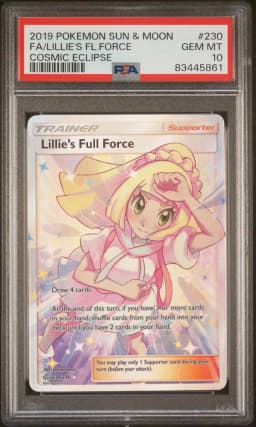2019 #230 Full Art/Lillie's Full Force PSA 10 Sun & Moon Cosmic Eclipse