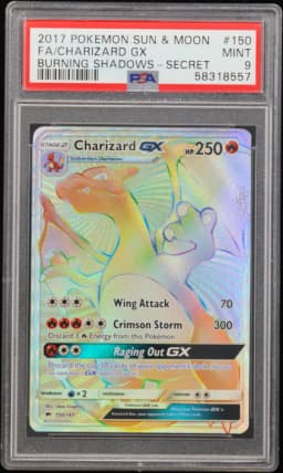 2017 #150 Full Art/Charizard GX PSA 9 Sun & Moon Burning Shadows