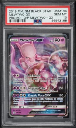 2019 #SM196 Mewtwo GX PSA 10 SM Black Star Promo Pokemon