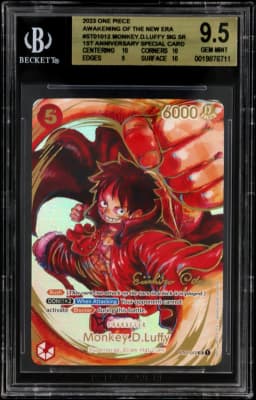 2023 #ST01012 Monkey.D.Luffy SIGNED SR/(1st Anniversary Special Card) BGS 9.5 One Piece Card Game Awakening of the New Era