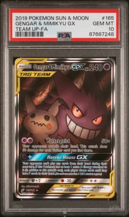 2019 #165 Full Art/Gengar & Mimikyu GX PSA 10 Sun & Moon Team Up
