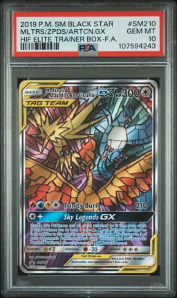 2019 #SM210 Full Art/Moltres & Zapdos & Articuno GX PSA 10 SM Black Star Promo Pokemon