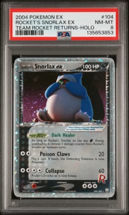 2004 #104 Rocket's Snorlax EX-Holo PSA 8 EX Team Rocket Returns