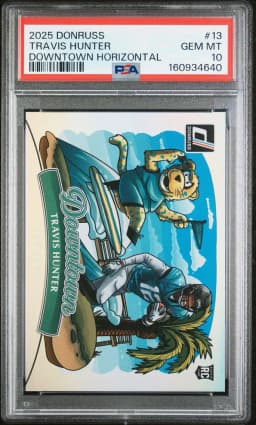 2025 #13 Travis Hunter PSA 10 Panini Donruss Downtown Horizontal