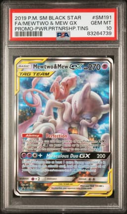 2019 #SM191 Full Art/Mewtwo & Mew GX PSA 10 SM Black Star Promo