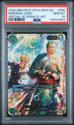 2026 #006 Roronoa Zoro PSA 10 One Piece OP14-EB04-the Azure Sea's Seven