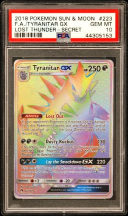 2018 #223 Full Art/Tyranitar GX PSA 10 Sun & Moon Lost Thunder