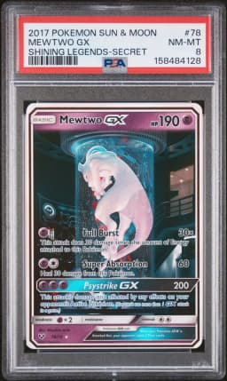 2017 #78 Mewtwo GX PSA 8 Sun & Moon Shining Legends