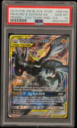 2019 #SM168 Full Art/Pikachu & Zekrom GX PSA 10 SM Black Star Promo