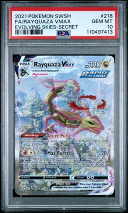2021 #218 Full Art/Rayquaza Vmax PSA 10 Sword & Shield Evolving Skies