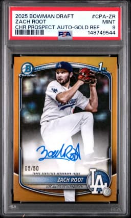 2025 #CPA-ZR Zach Root PSA 9 Bowman Draft Chrome Prospect Autographs